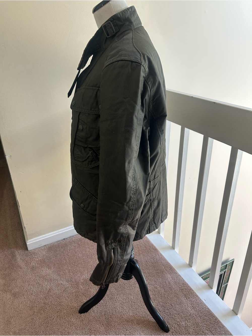 Schott NYC Men's Olive Green Waxed Cotton Field Jacket - Classic Utility Style - Picture 5 of 9